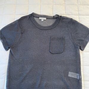J.Crew Charcoal Sheer Metallic Tee